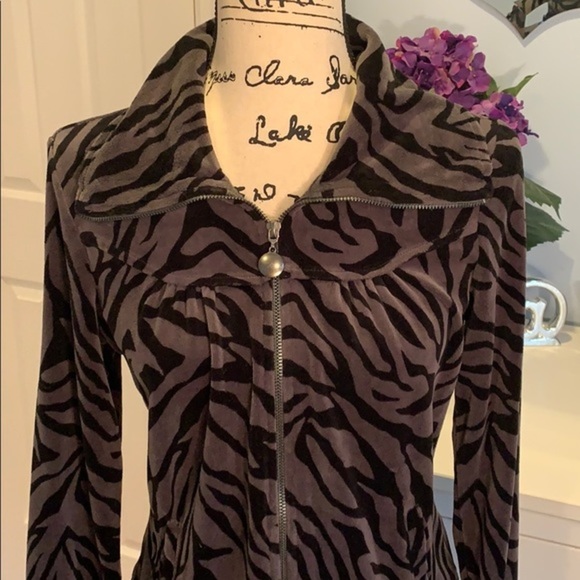 Style & Co Animal Print Velour Track Jacket - Picture 2 of 5